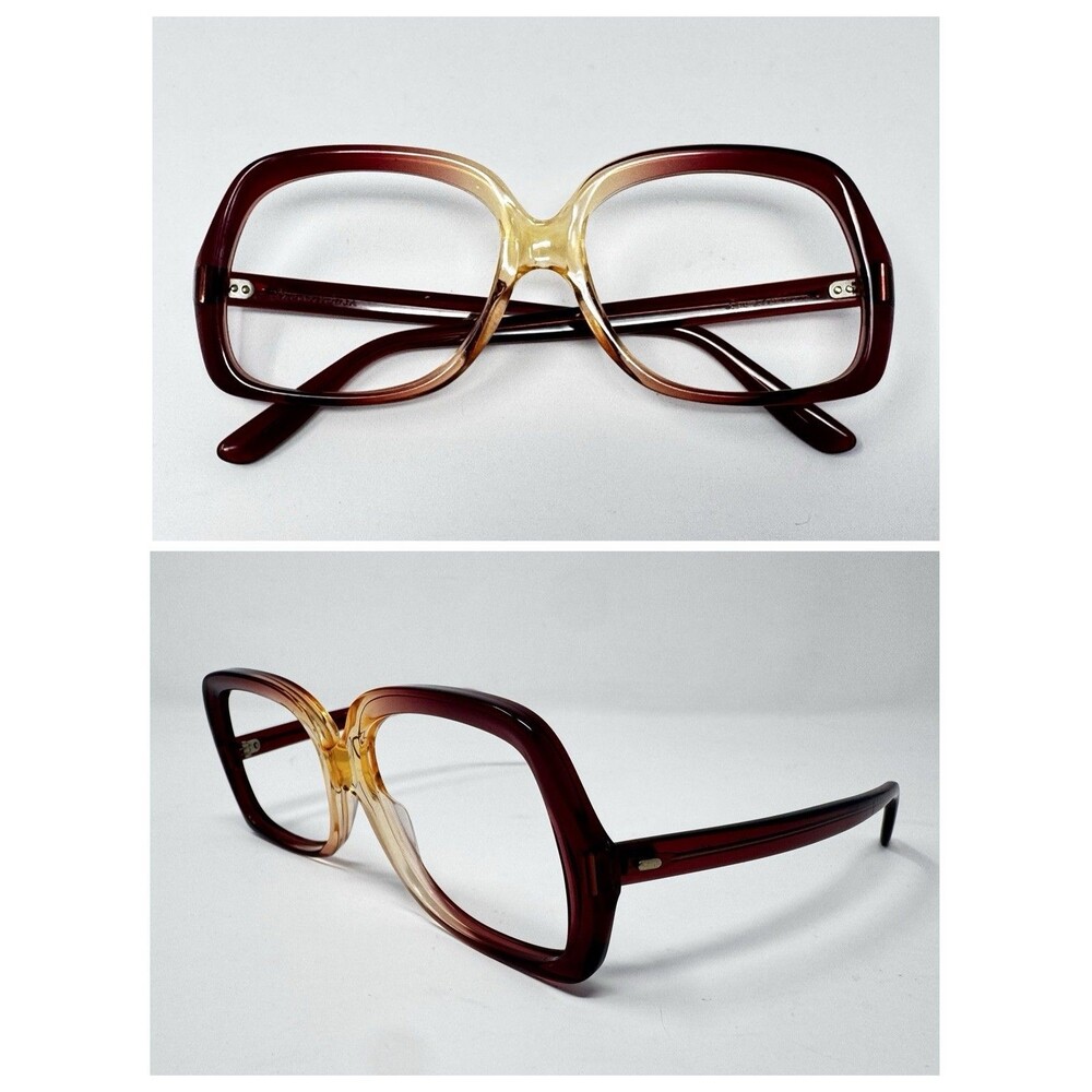 1970s Shuron New Old Stock Eyeglass Frames Burgundy Amber Fade 56-16-140 USA